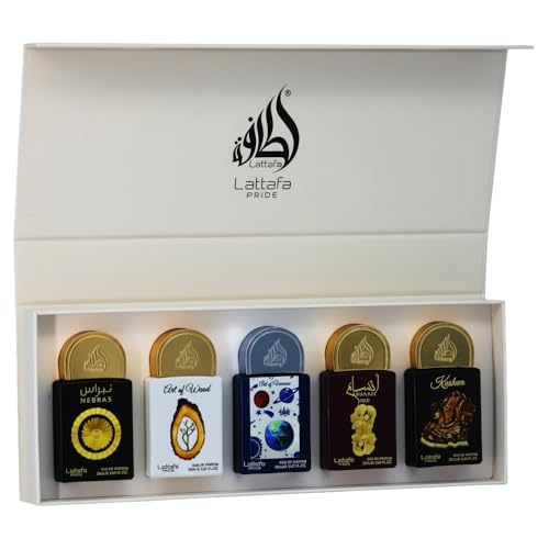 Lattafa Pride Eau de Parfum Geschenkset Kollektion Nr. 3 (5 x 20 ml) | Luxuriöses Parfüm-Geschenkset für Damen & Herren | langanhaltende arabische Düfte | Reise-Mini-Sprays