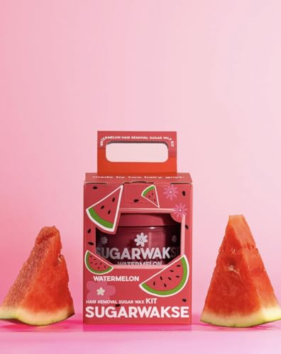 Wakse Watermelon Sugar Wax Kit for Face and Body Gentle Hair Removal with Reusable Strips for Sensitive Skin
