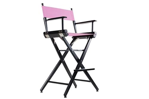 Filmcraft Pro Series Director Chair - Tall Black Finish with Pink Canvas
