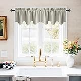 NICETOWN Valance Curtains Blackout Kitchen Valance Solid Rod Pocket Window Treatments, 42x18 inch Long, 1 Pair, Natural