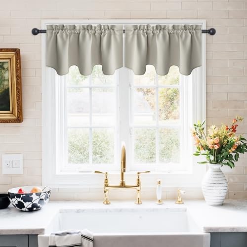 NICETOWN Natural Valance Curtains Blackout Kitchen Valance