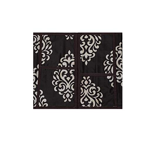 Image of KANUSHI Industries Microwave /Oven Top Cover with 4 Utility Pockets (VAR1-MICRO-BROWN-FLORAL)
