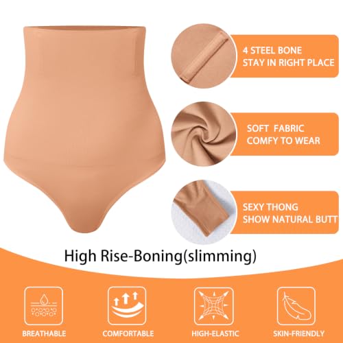Image of Werena Tummy Control Thong Shapewear for Women High Waisted Body Shaper Panties Shaping Thong Girdle Underwear