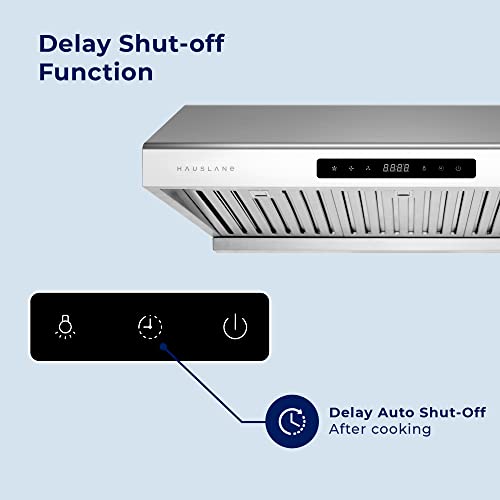 Image of Hauslane Range Hood 30 inch Under Cabinet,900 CFM Kitchen Range Hood | 3 Speed Exhaust Fan, Delay Auto Shut-Off Vent Hood | Stainless Steel Electric Stove Ventilator | Chef Series PS10