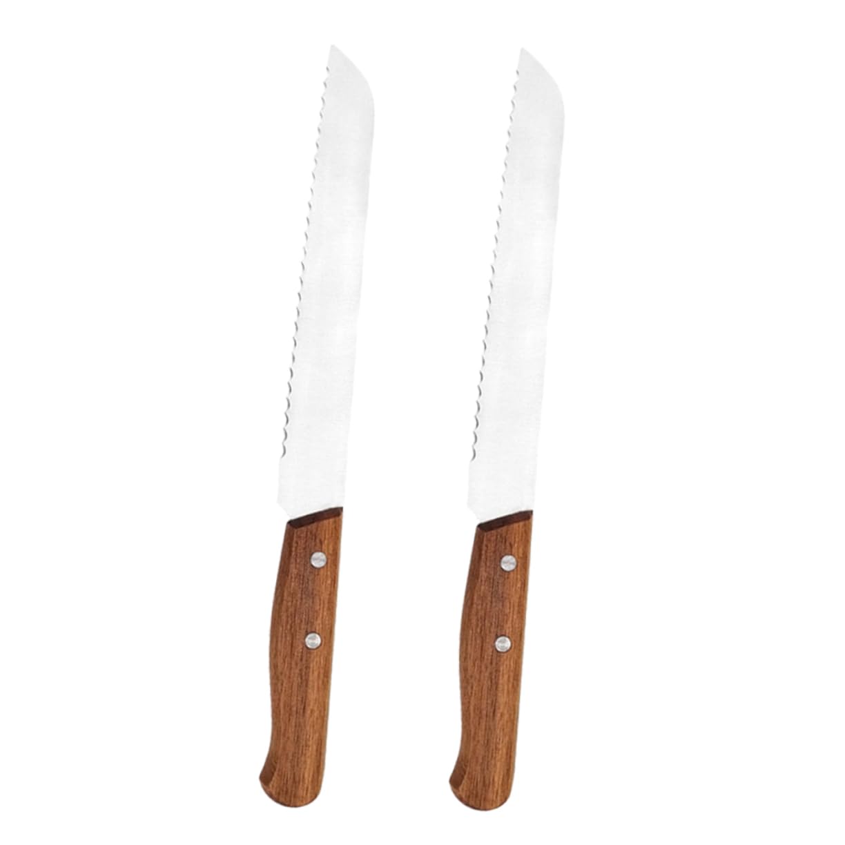 COLLBATH 2-piece Serrated Bread Knife Set Walnut Handle Perfect for Sourdough Homemade Bread Precision Wood Blade