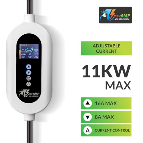 Image of 11KW Portable EV Charger - 16A Fast Charging, IP67 Waterproof, 5m Cable, Adjustable Current, RCD Safety, Compatible with Mahindra, Kia, Audi, BMW & More.