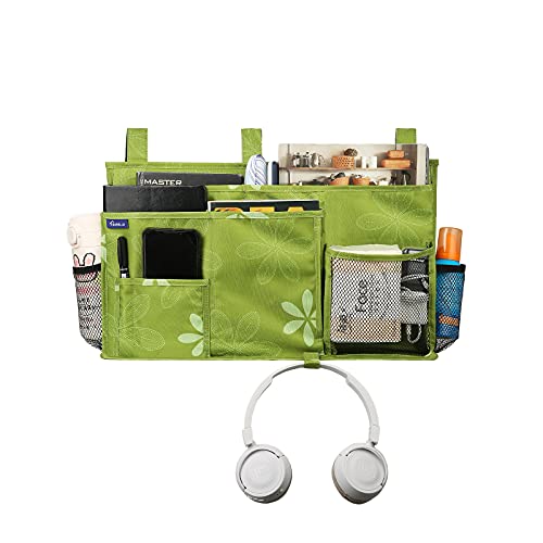 Image of Surblue Bedside Caddy Hanging Organizer Storage Bag for Bunk and Hospital Beds, College Dorm Rooms, Baby Rails, Camp (8 Pockets), Flower