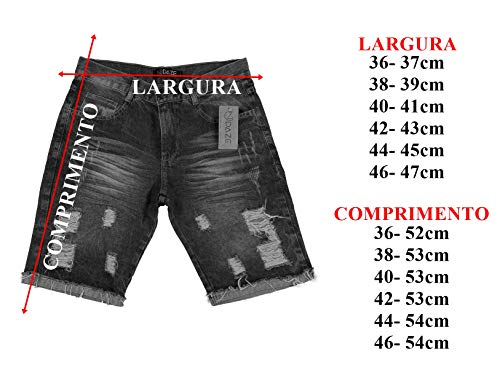 Bermuda Jeans Masculina Destroyed (Marmorizada, 42)