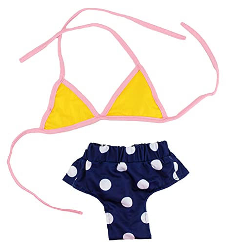 Midlee Yellow & Blue Polka Dot Dog Bikini (Medium) #TOP19