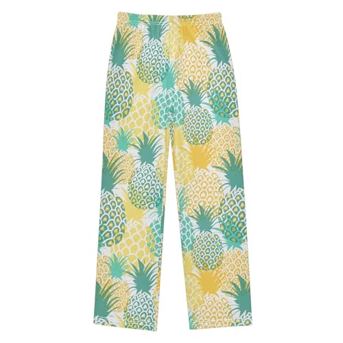 Boys' Pants Tropical Pineapple Yellow Green Long Bottoms Jogger Pants Elastic Waist Trousers with Pockets S-XL