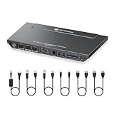 AV Access KVM Switch Dock for a Laptop and 2 Desktop PCs, Dual 4K Monitor USB C Docking Station, Type-C 65W Charging for Laptop, Ethernet, EDID, Hotkey Switch, HDMI, 4K@60Hz, 1080P@240Hz, USB 3.0