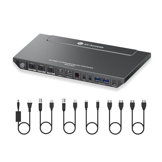 AV Access KVM Switch Dock 3 Computers 2 Monitors, 4K HDMI KVM Switch Dual Monitor, Type-C 65W Charging for Laptop, Ethernet, EDID, Hotkey Switch, USB-C MST Dual 4K@60Hz, 1080P@240Hz, 2K@144Hz, USB 3.0