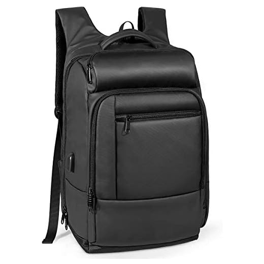 NATURALIFE Mochila para portátil con bolsillo aislado, mochila para equipaje, bolsillo de seguridad, exterior resistente al agua y puerto de carga USB, bolsa de negocios y viajes, negro, 735EU-0002
