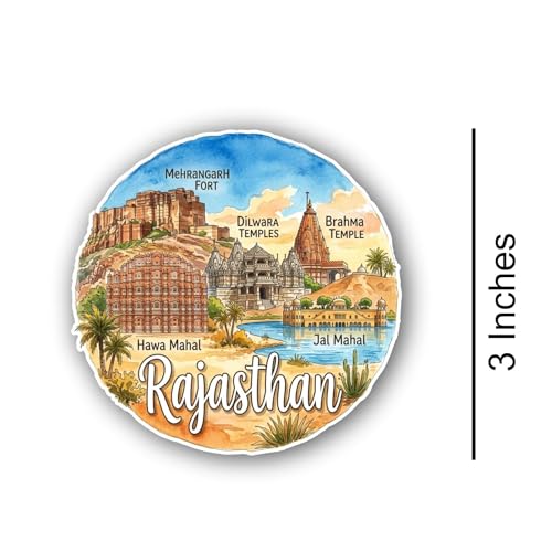 Image of Rajasthan Textured Finish Acrylic Fridge Magnet- UV Texture Printed, Stylish Multicolor Magnet for Fridge, Wardrobe & Metal Surfaces, Pack of 1 (Rajasthan 1)