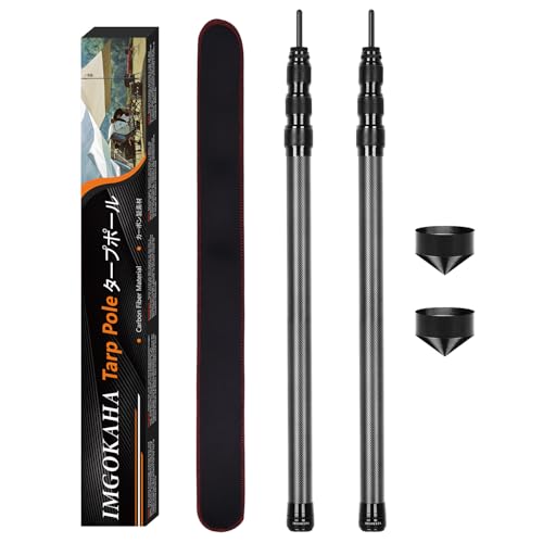 imgokaha Kohlefaser Zeltstange 2er-Set, Teleskopstange für Zelte Tarp, Kohlefaser Zeltstange Verstellbares 56-170cm - Tarpstangen für Tarps und Sonnensegel
