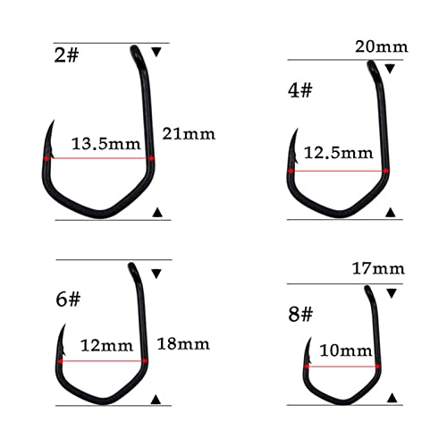 HNHYNSY Angelhaken 10 stücke High-Carbon Steel Carp Fishing V-Kurve Stachelhaken Wels Haken 2/4 / 6/8# Angelausrüstung… – Bild 2