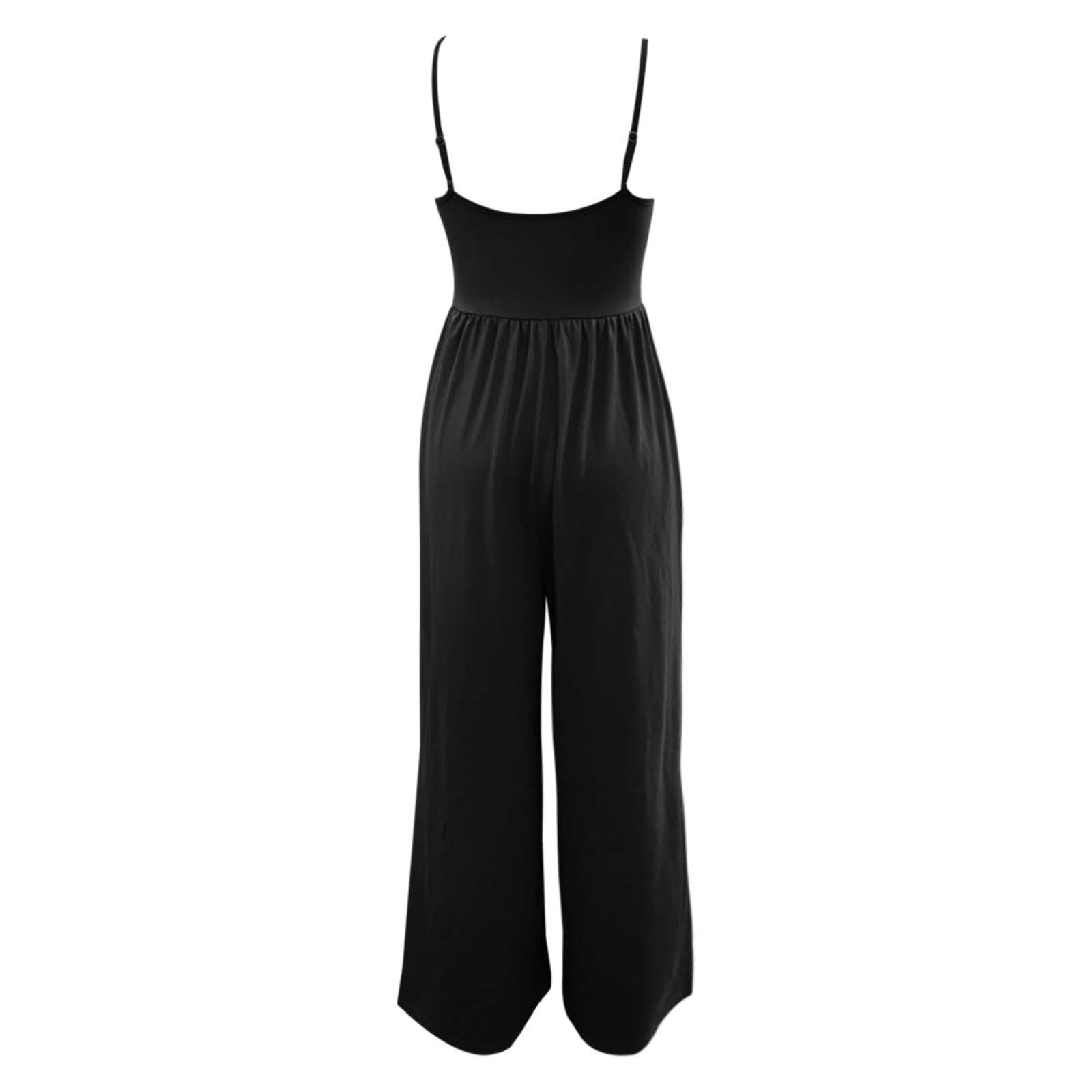 Combinaisons Et Combishorts Femme -Combinaison Été décontractée jambes larges sans manches pantalon évasé tenue d'été d'automne confortable élégante porter au quotidien