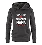 Comedy Shirts - Stolze Dalmatiner Mama - Herz - Damen Hoodie - Schwarz / Weiss-Rot Gr. L