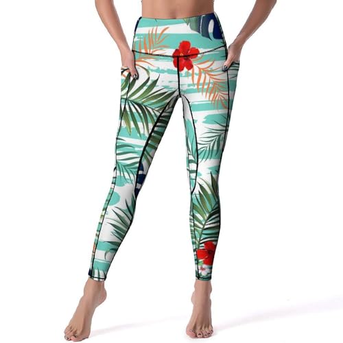Pantalon de sport fleurs tropicales legging yoga fitness S