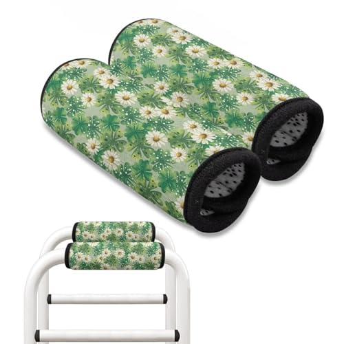 Luarisgur Walker Handle Cushions for Adults St Patricks Day Walker Accessories for Folding Walker Green Leaves Walker Padded Hand Grip Covers Mobility Aid 2 Pack
