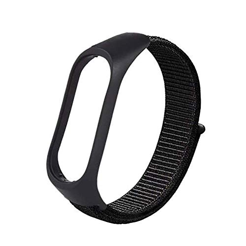 Image of CellFAther Nylon Wristband Strap Compatible for Mi Band 6 /5 /4 /3 Adjustable Sport Wristband Synthetic Fabric Strap (Black)