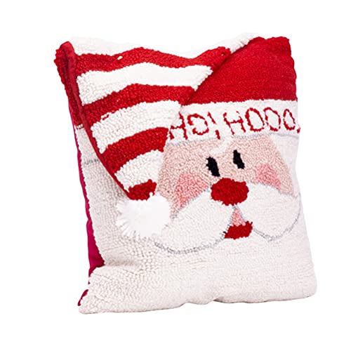 Glitzhome Hooked Merry Christmas 3D Santa Throw Pillow Filled Cushion Sofa Decorative Pillow 14" L X 14" W #TOP1