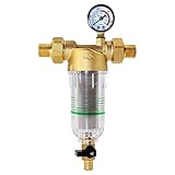  SODIAL Sistema de Prefiltro de Agua 2/5 Pulgadas y 1 Pulgada Purificador de Prefiltro de Malla de LatóN con Adaptador y Medidor Reductor