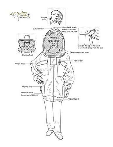 OZ ARMOUR Jaqueta ventilada de malha de ar com dois capuz e chapéu de aba redonda., Branco, PP