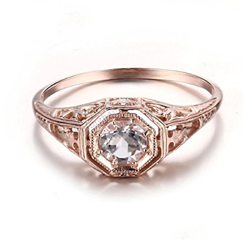 GOWE Vintage Antique Solid 14K Rose Gold 4.5m Round Morganite