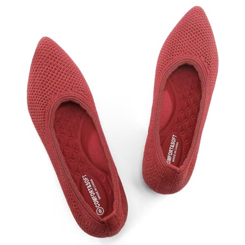 Image of Frank Mully Womens Pointed Toe Flats Knit Dress Shoes Comfort Women Shoes Softable