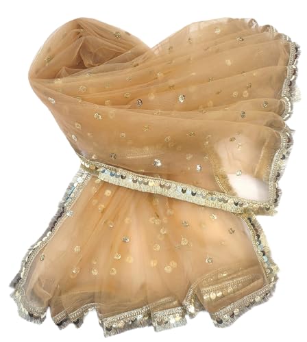 Image of Navti Creations Women's Lightweight Net Dupatta With Sequence Embroidery & Kiran Border (Length 2.25m)