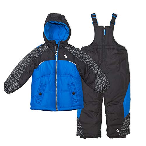 Arctic Quest Infant Boys Color Block Pattern Fleece Lined Hood and Snow Bib