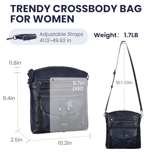 Image of HESHE Leather Crossbody Bags for Women Shoulder Handbags Satchel Purse | Spacious Medium Crossover Shoulder Purse with Adjustable Sling Straps Lightweight Hobo Bags for Work,Travel and Daily Use