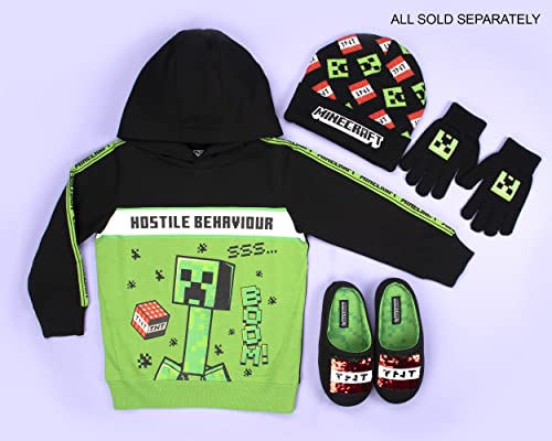 Sweat à capuche noir Minecraft pour garçons en coton avec motif Creeper vert