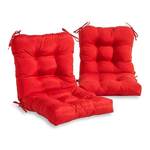 South Pine Porch AM6815S2-SALSA Outdoor Seat/Back Chair Cushion, Set of 2, Solid Salsa Red Cover