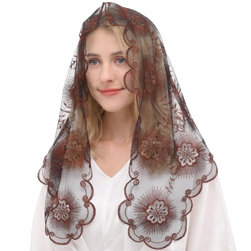 Ammmscaf Women's Chaple Mantilla Catholic Mass Church Veil Lace Traditional mass Head Covering Latin Mass veil