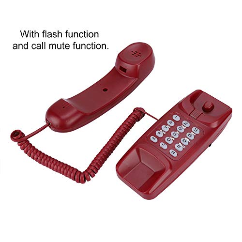 Teléfono fijo con cable Bewinner rojo para pared y escritorio miniatura 3