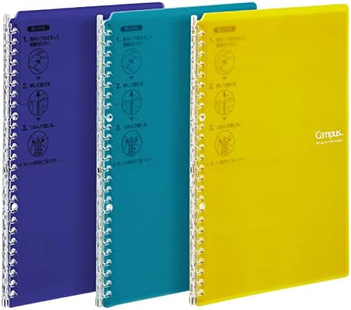Kokuyo Campus Smart Ring Binder, Up to 25 Sheets, B5, 26 Holes (Purple, Blue Green & Yellow Set)
