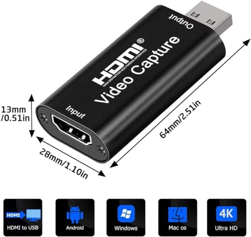 Placas de captura de áudio e vídeo Placa de link de cam 4k HDMI para USB 2.0 Grave em filmadora Câme