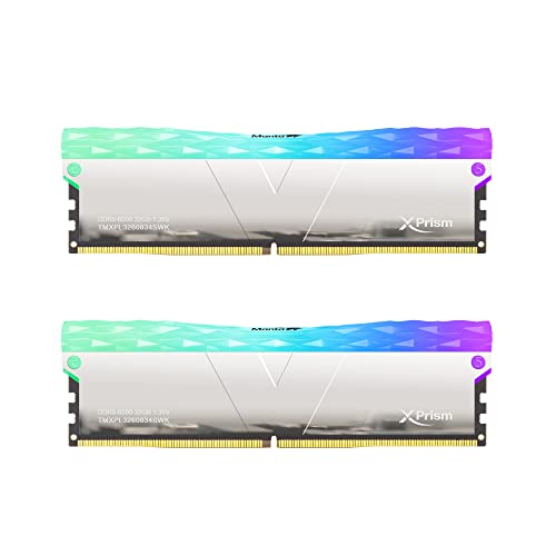 v-color Hynix IC デスクトップPC用 ゲーミングメモリ Manta XPrism RGB (発光型) DDR5-6000MHz PC5-48000 64GB (32GB×2枚) U-DIMM 1.35V CL34 ヒートシンク付き TMXPL3260834SWK