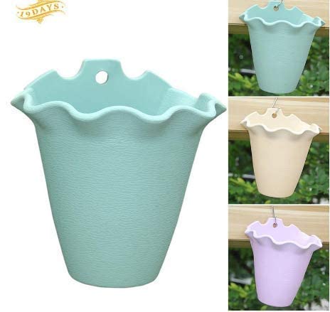 grofly Wall Hanging Planters with Drainage, Flower Pot Plastic with Hook Fence Planters Hanging for Outdoor Plants - 2pcs.