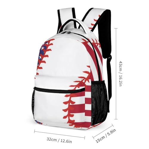 Baseball Backpack with Lunch Box & Pencil Case, 16 Inch Cool Baseball Themed Bookbag, Adjustable Durable Lightweight, Colorful Baseball Backpack Set for Kids Girls Boys School2