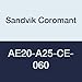 Sandvik Coromant AE20-A25-CE-060 Carbide Cylindrical Holder for Exchangeable-Head, 1 Number of Flutes, 6" Length, 6" Cutting Diameter (Pack of 1)