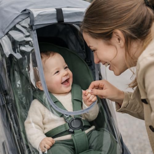Stroller Rain Cover Compatible with Joolz AER+ & AER 2 – Clear Weather Shield with Front Access Window, Ventilation Holes & Built-in Storage Pouch, Full Coverage Protection from Rain, Wind & Snow - 5