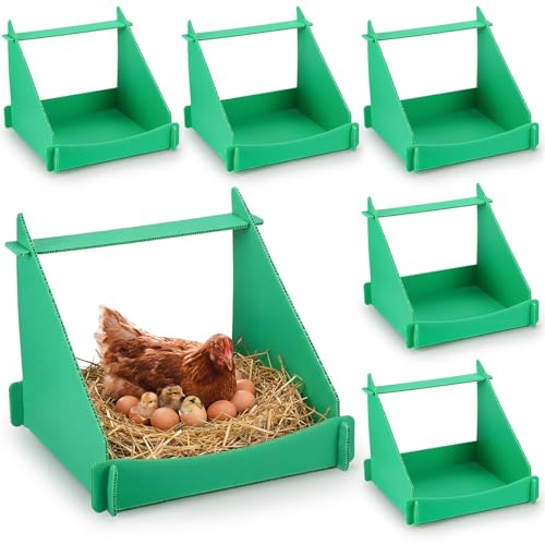Novabright 6 Pack Chicken Nesting Boxes for Laying Eggs Big Laying Nest Box for Hens Ducks and Poultry Green