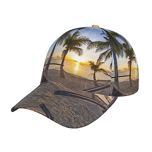 StOlmx Paradise Beach Palm Trees Baseball Cap Adjustable Twill Bulk with Ponytail Hole Classic Dad Hat for Men Women Black