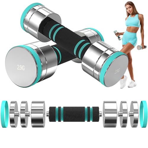 Dripex Hanteln Set Einstellbare Hantel 2x2.5kg, Kurzhanteln aus Stahl...