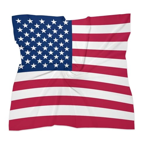 JUHIOPOI American Flag Silk Scarfs For Women Fashion Square Satin Head Scarf Hair Wrap For Sleeping Bandanas Hand Rolling Edge (25x25 Inch)