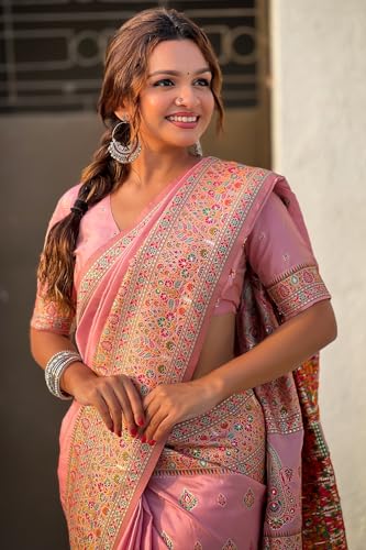 Image of SGF11 Women's Kanjivaram Pure Soft Silk Saree With Unstitched Blouse Piece