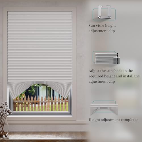 Myshade Arch Window Shades Half Circle Blackout Cellular Shades Cordless No Drill Blinds for Windows Half Moon Honeycomb Fabric No Tools Room Darkening Shades Easy Install (1PCS White 48\" W X 24\" H) - Thumbnail 4